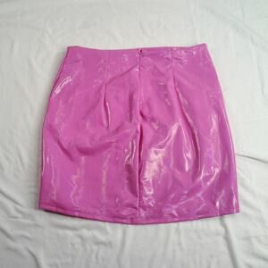 Bear Dance Pink Faux Leather Mini Skirt Womens Small Y2K Clubwear